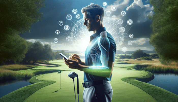 South African golfer utilizing GolfMind SA app to enhance mental focus and track progress on the course.